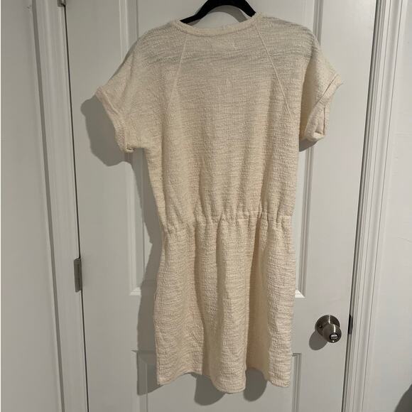 NWT Lou & Grey x LOFT Tweedknit Short Sleeve Drawstring Mini Dress Cream Medium - Picture 8 of 8